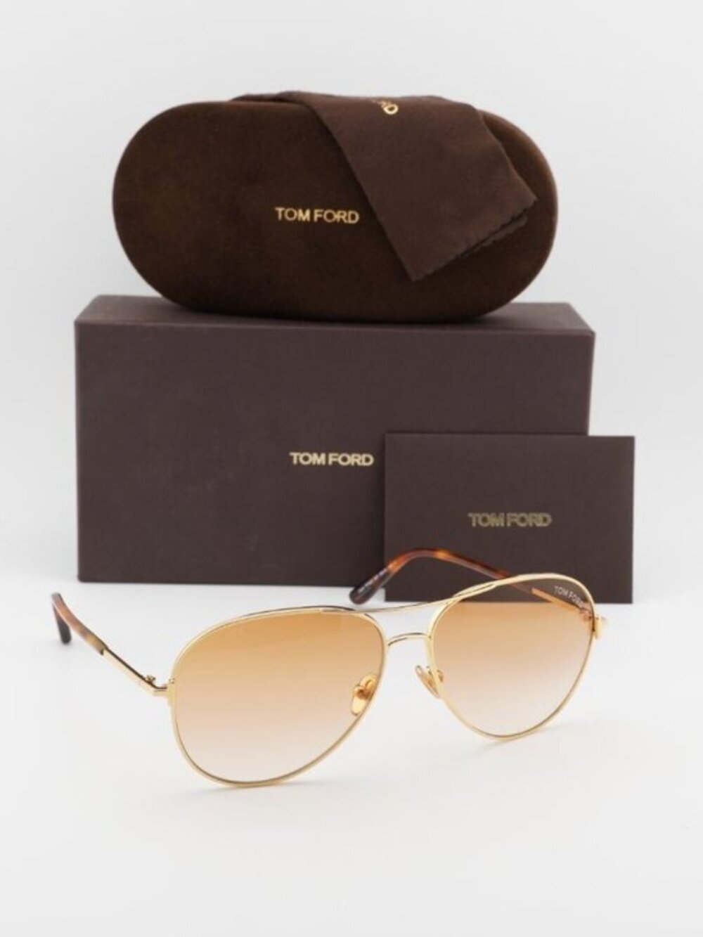 Tom Ford Clark FT0823 30F Aviator Sunglasses - Gold / Havana / Brown